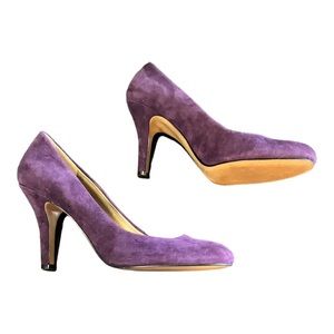 NINE West Suede Leather Purple 3” Heels Dress Shoe 8.5 Medium Flaw